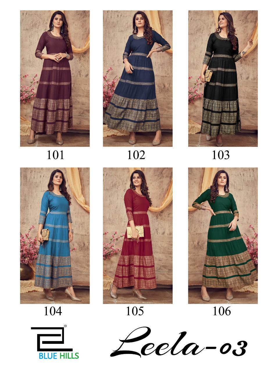 Blue Hills Leela 3 Fancy Kurtis - Buy Designer Fancy Party Wear Kurtis