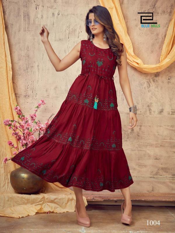 Shop Red Banarasi Silk Party Wear Kurti Online  42687 