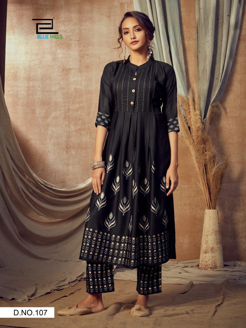 Blue Hills Purple Vol  1 Ethnic Wear Long Printed Kurti With Bottom  Catalog