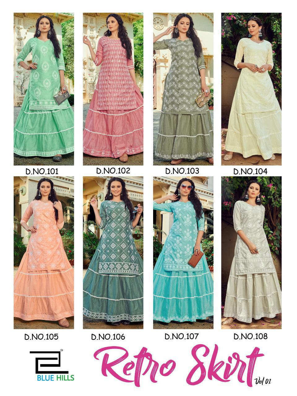 Blue Hills Retro Skirt Vol 1  Fancy Buy Wholesale Designer Kurti With Bottom In India