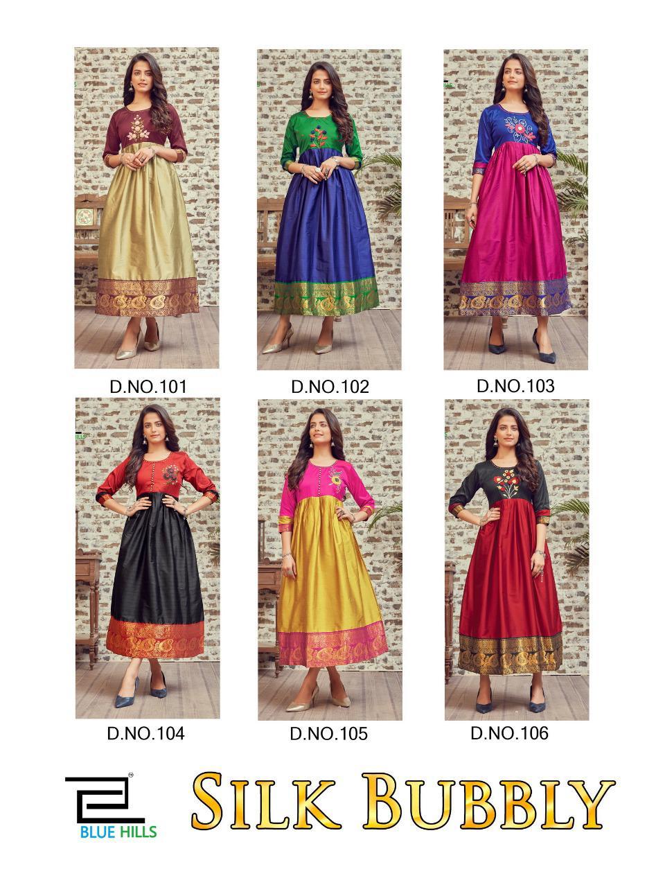 Blue Hills Silk Bublly  Vol  1 Designer Long Printed Kurti Catalog