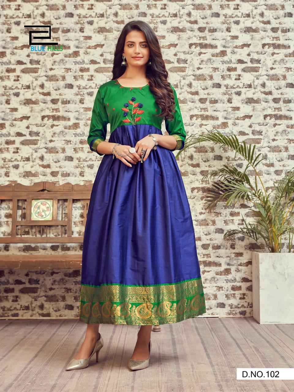 Blue Hills Silk Bublly  Vol  1 Designer Long Printed Kurti Catalog