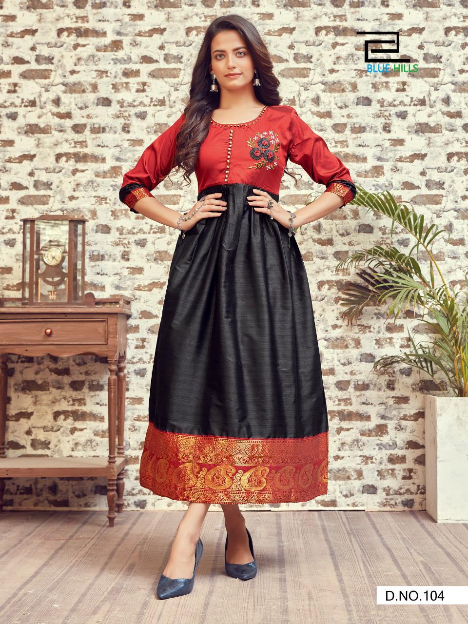 Blue Hills Silk Bublly  Vol  1 Designer Long Printed Kurti Catalog