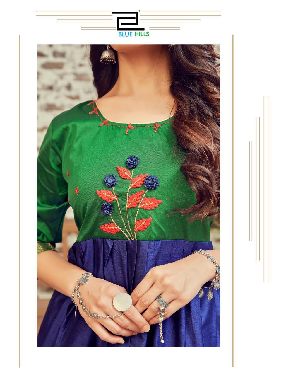 Blue Hills Silk Bublly  Vol  1 Designer Long Printed Kurti Catalog