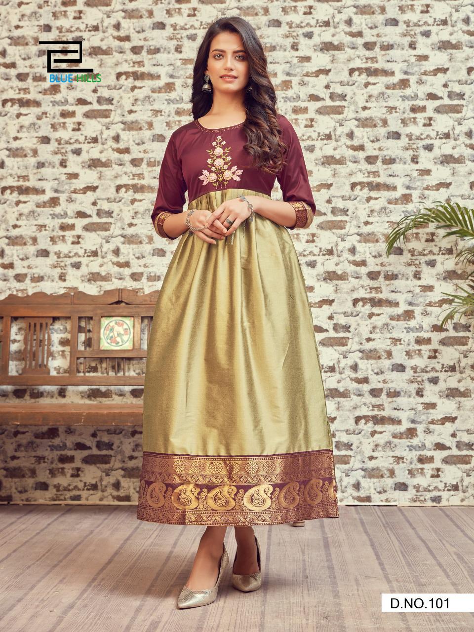 Blue Hills Silk Bublly  Vol  1 Designer Long Printed Kurti Catalog