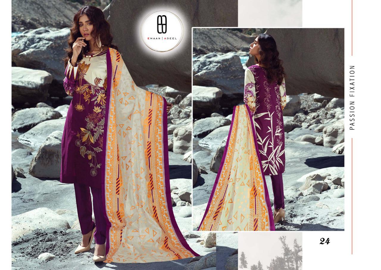 Emaan Adeel Vol 3 Pure Lawn Karachi Cotton Dress Material With Low Rate