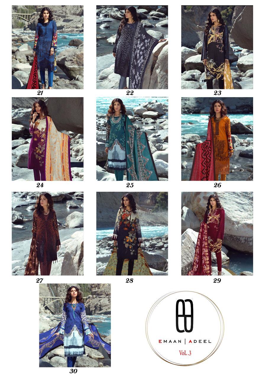 Emaan Adeel Vol 3 Pure Lawn Karachi Cotton Dress Material With Low Rate