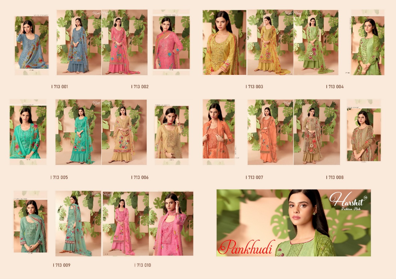 Harshit Pankhudi Vol 2 Printed Embroidery Designer Dress Material  Catalog