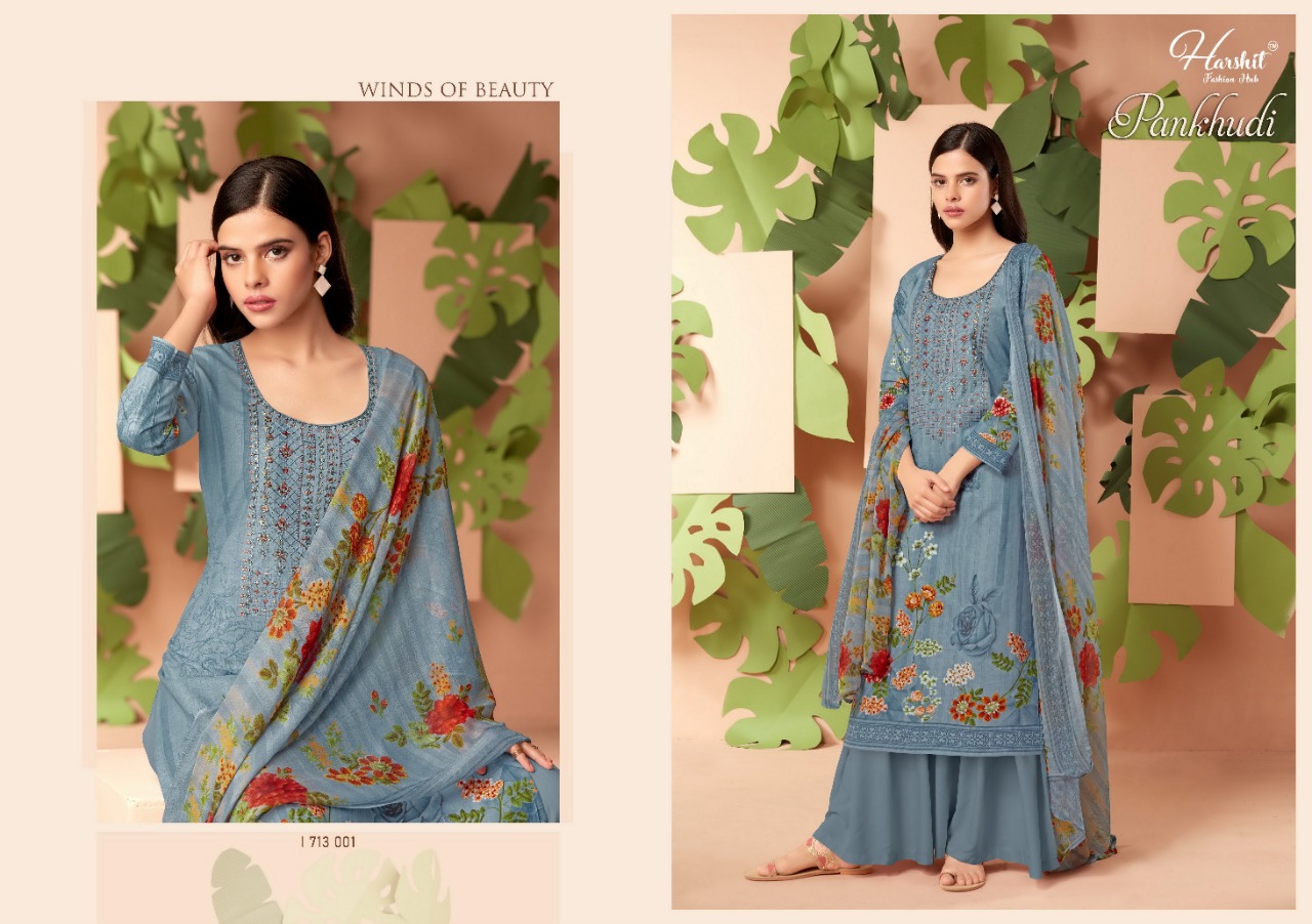 Harshit Pankhudi Vol 2 Printed Embroidery Designer Dress Material  Catalog