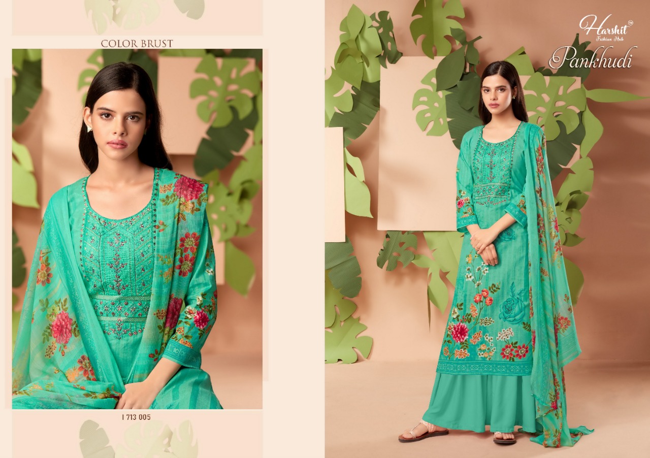 Harshit Pankhudi Vol 2 Printed Embroidery Designer Dress Material  Catalog
