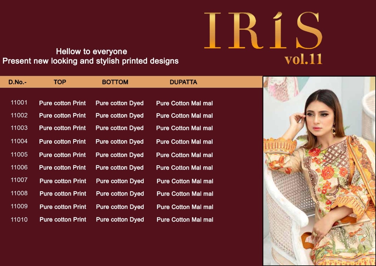 Iris Vol  11 Cotton Printed Cotton Suits Buy  Karachi Suit Wholesale