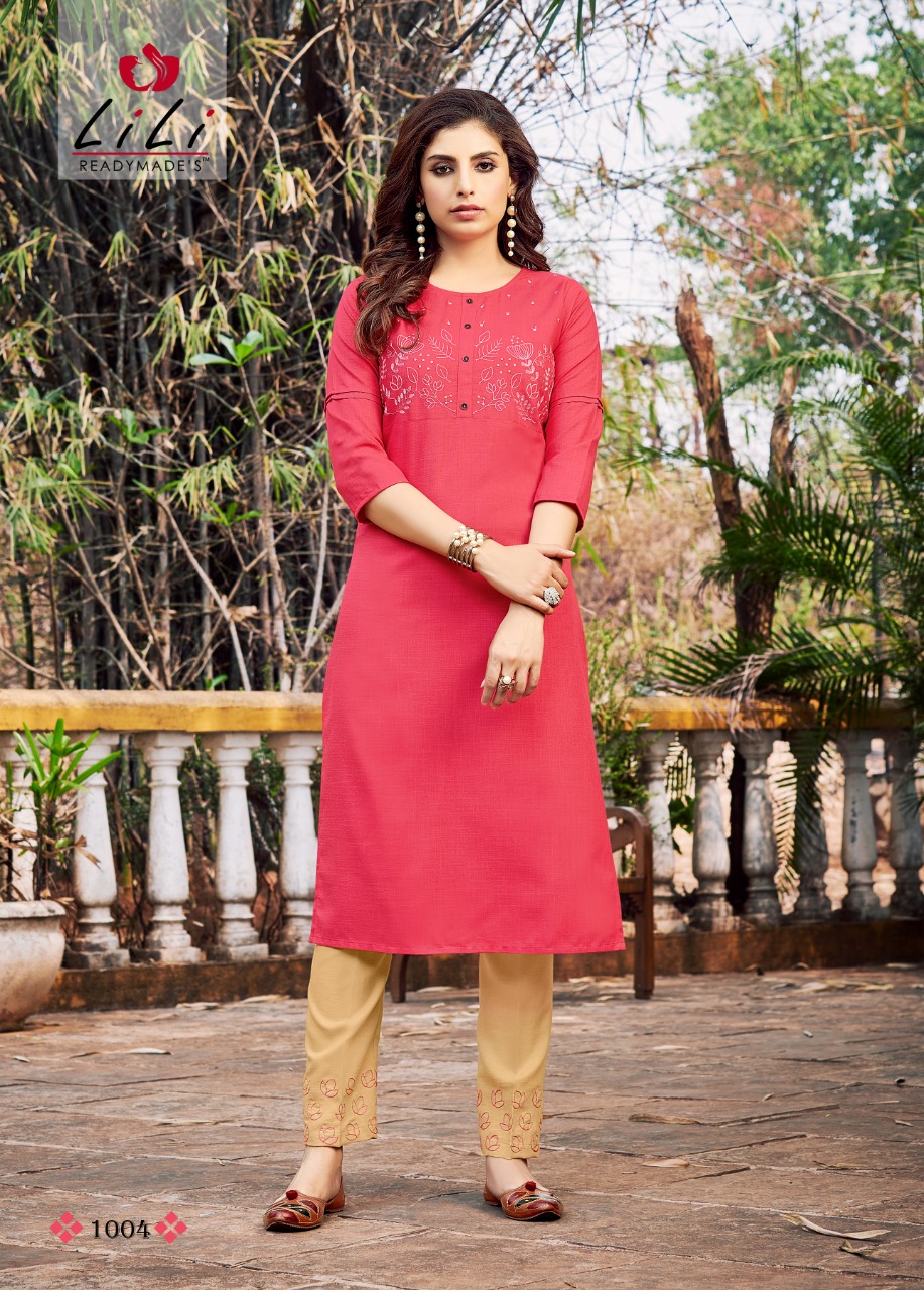 Lili Kasturi  Casual Wear Printed Kurti With  Bottom Catalog
