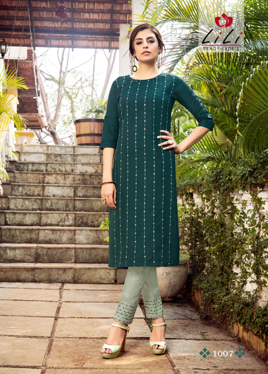 Lili Kasturi  Casual Wear Printed Kurti With  Bottom Catalog
