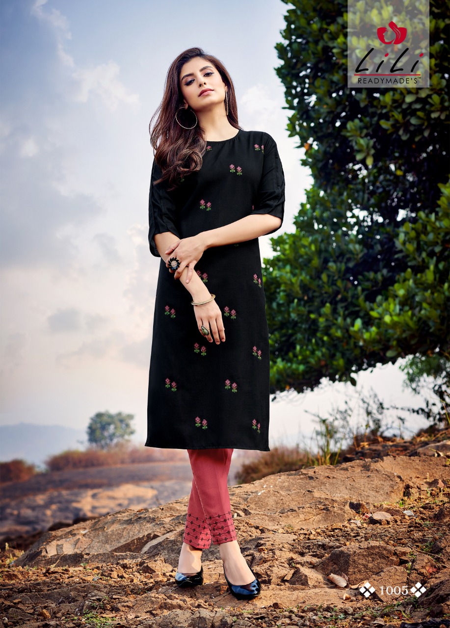 Lili Kasturi  Casual Wear Printed Kurti With  Bottom Catalog