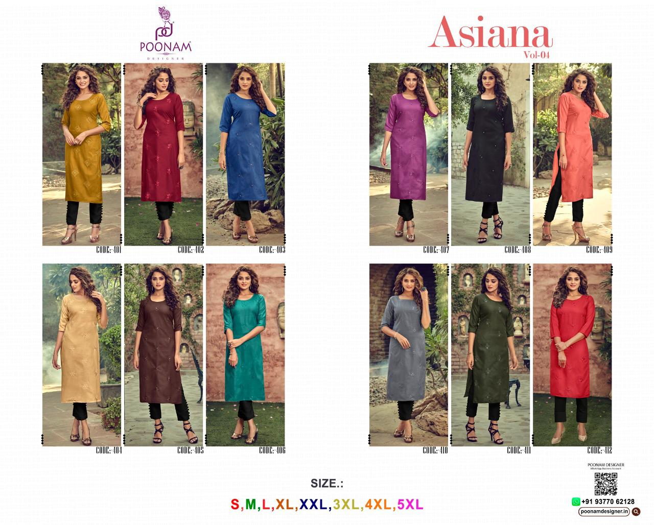 Poonam Asiana Vol 4   Casual Wear Printed Kurti Catalog