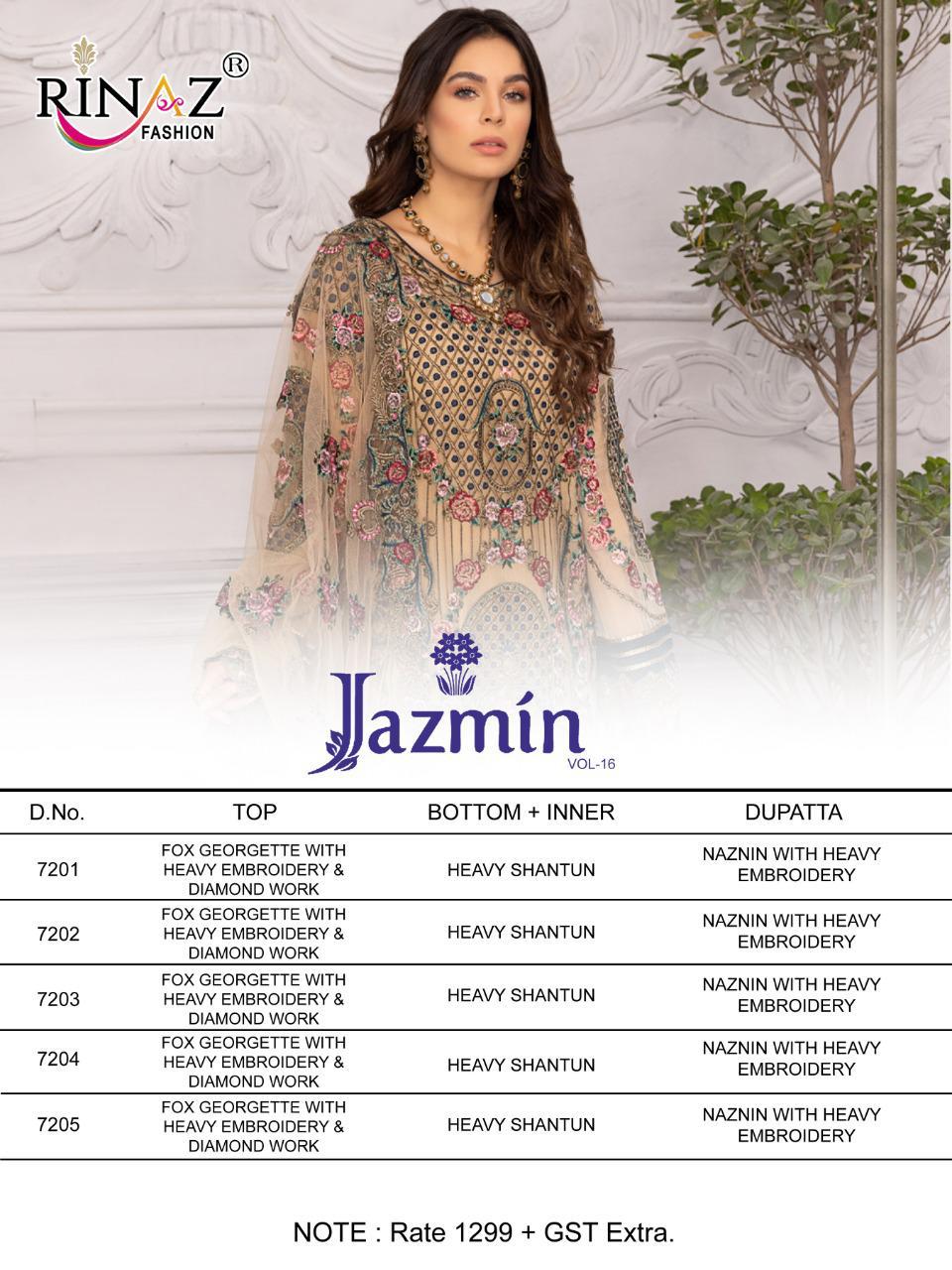 Rinaz Jazmin Vol  16 Buy  Latest Pakistani Salwar Kameez Suits