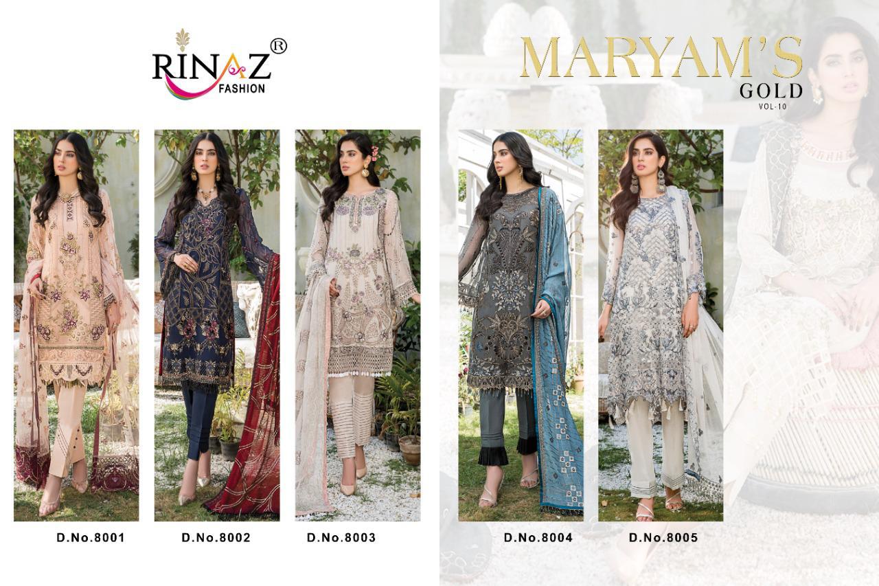 Rinaz Maryam's Gold Vol  10 Designer Georgette Pakistani Salwar Buy Bulk Buy Wholesale Pakistani Salwar Kameez