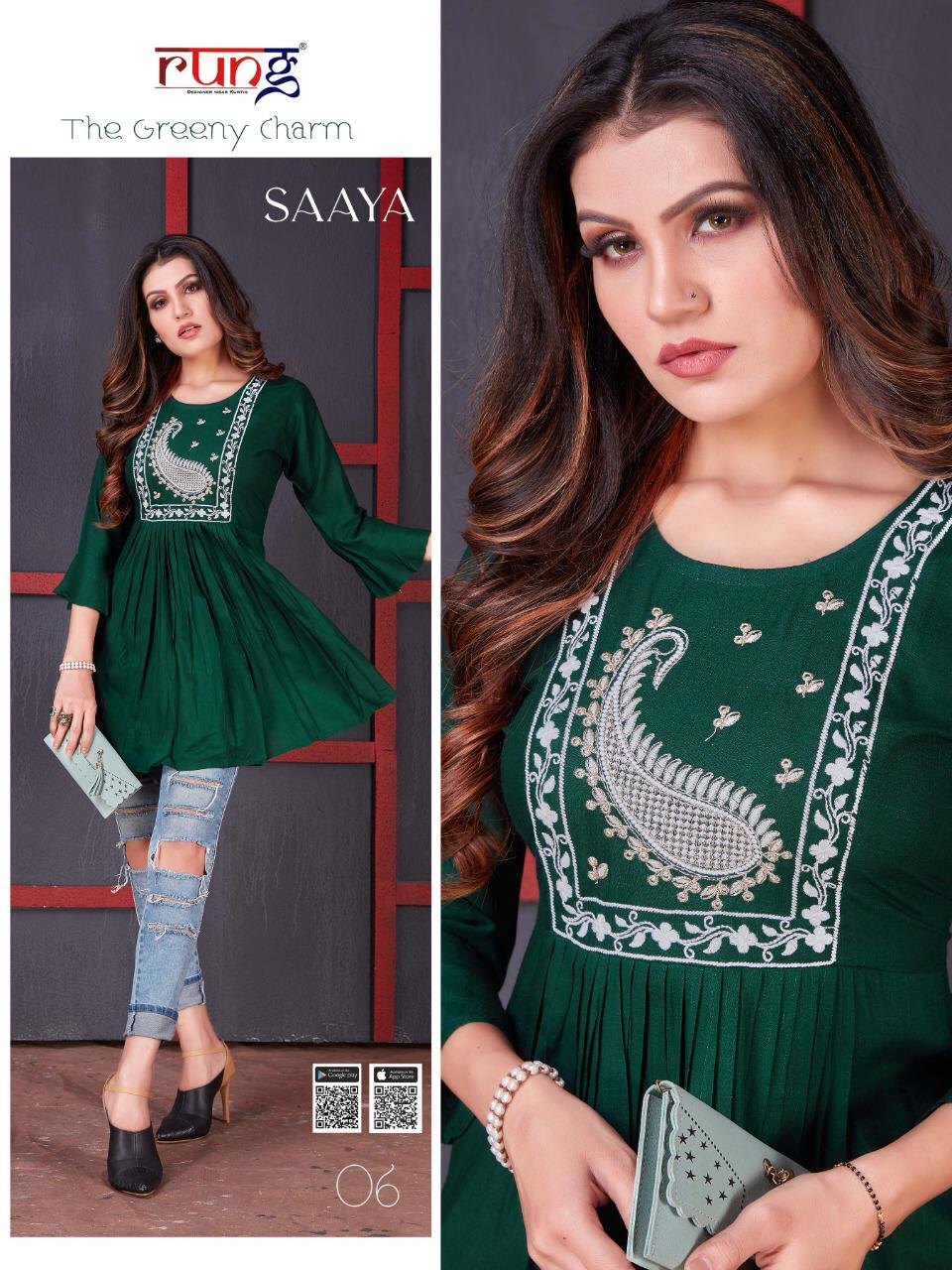 Rung Saaya Rayon Embroidery Fancy Western Top Ctalog