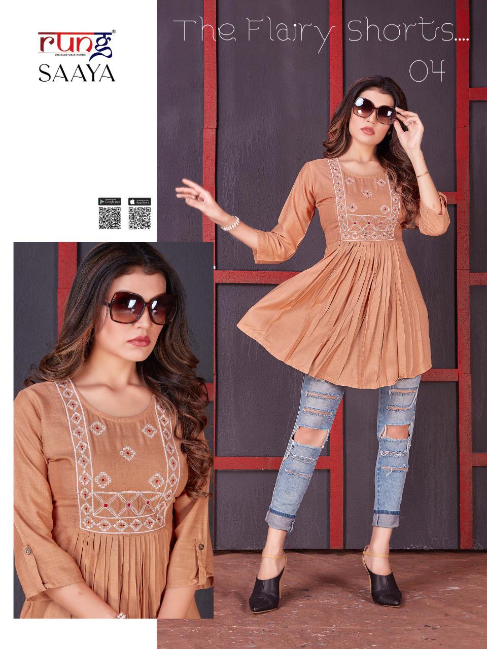 Rung Saaya Rayon Embroidery Fancy Western Top Ctalog