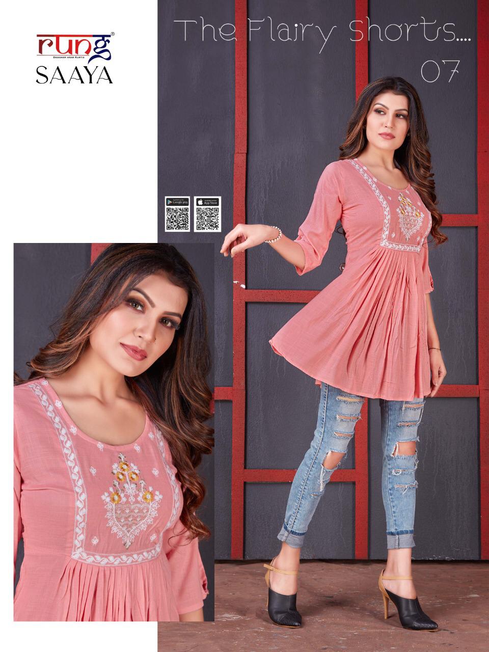 Rung Saaya Rayon Embroidery Fancy Western Top Ctalog