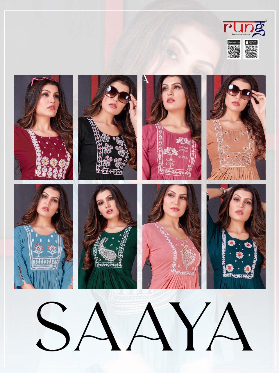 Rung Saaya Rayon Embroidery Fancy Western Top Ctalog