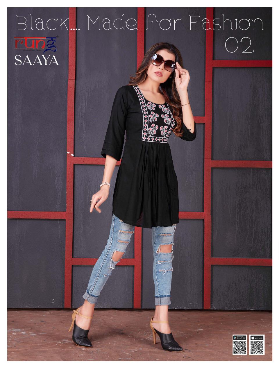 Rung Saaya Rayon Embroidery Fancy Western Top Ctalog