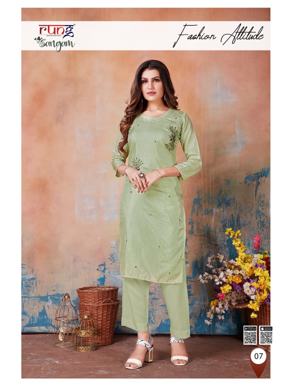 Rung Sangam Designer Kurti With Bottom Catalog