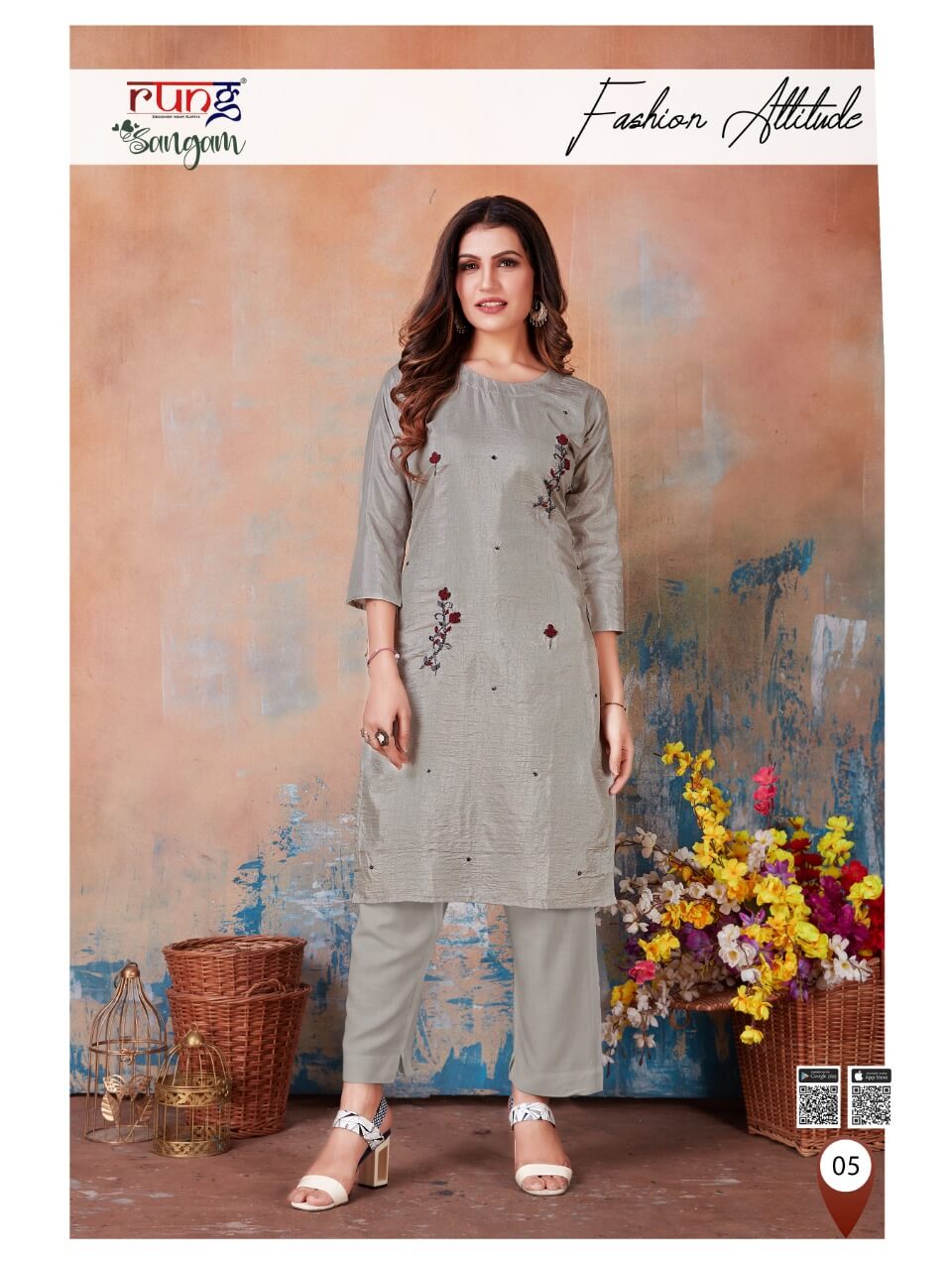 Rung Sangam Designer Kurti With Bottom Catalog