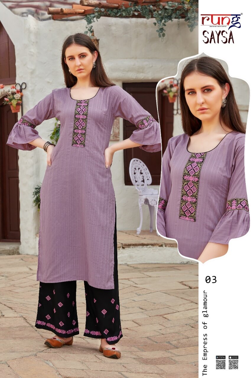Rung Saysa Rayon Fancy Kurti With Bottom Catalog