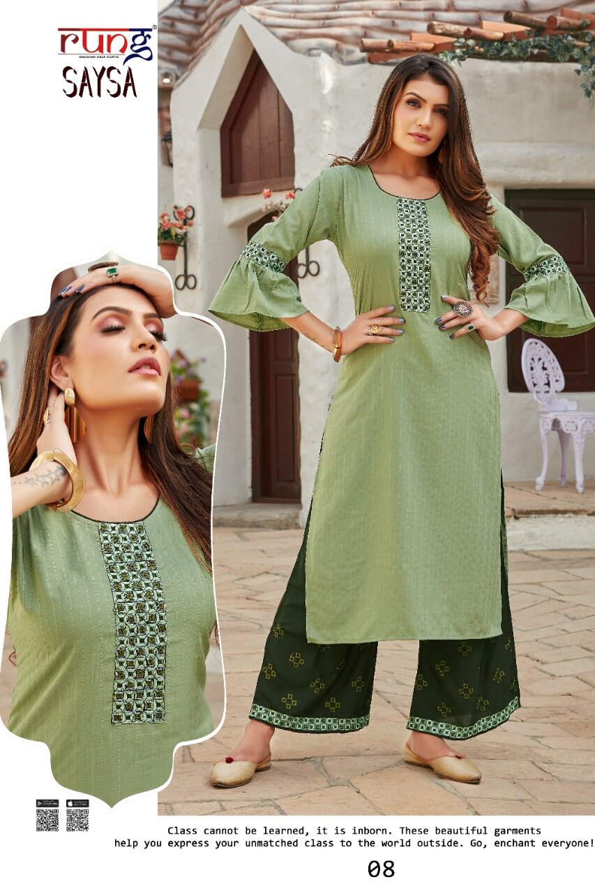 Rung Saysa Rayon Fancy Kurti With Bottom Catalog