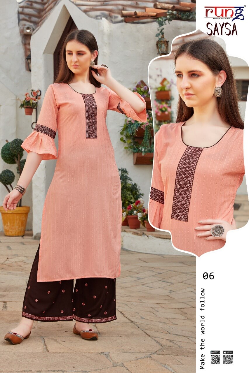 Rung Saysa Rayon Fancy Kurti With Bottom Catalog