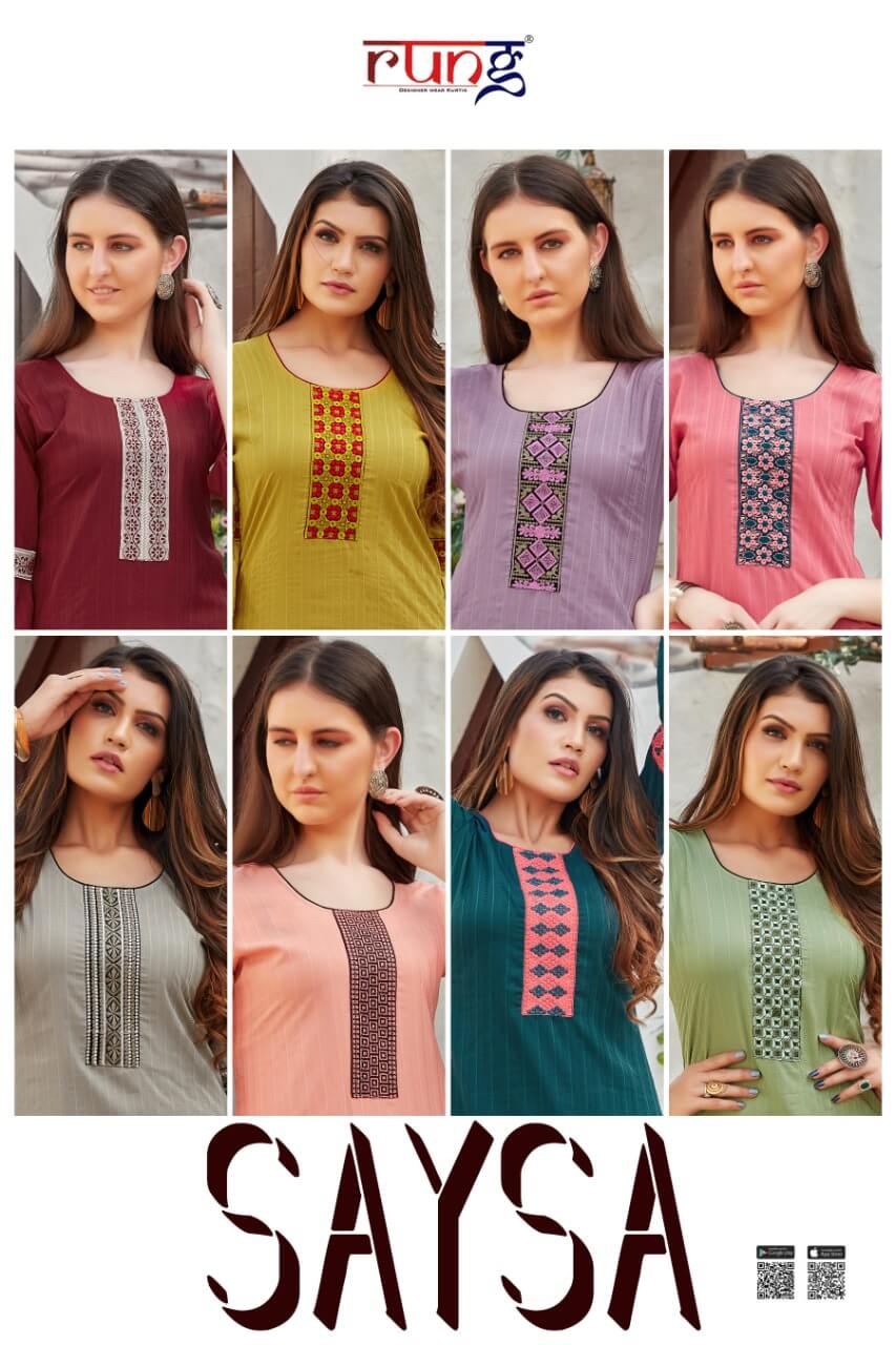 Rung Saysa Rayon Fancy Kurti With Bottom Catalog