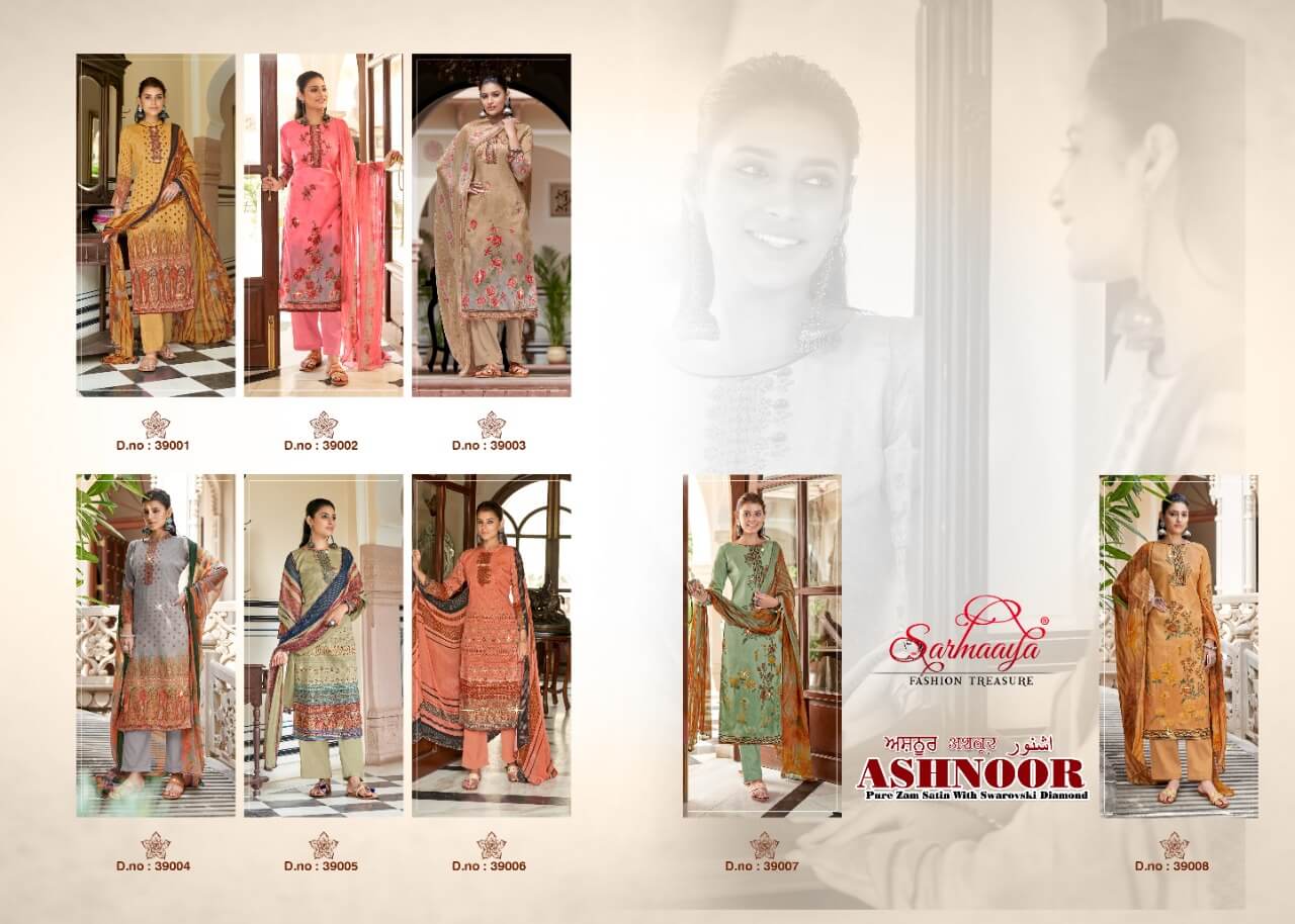 Sarmaaya Ashnoor Desigenr Satin Diamond Work Salwar Catalog