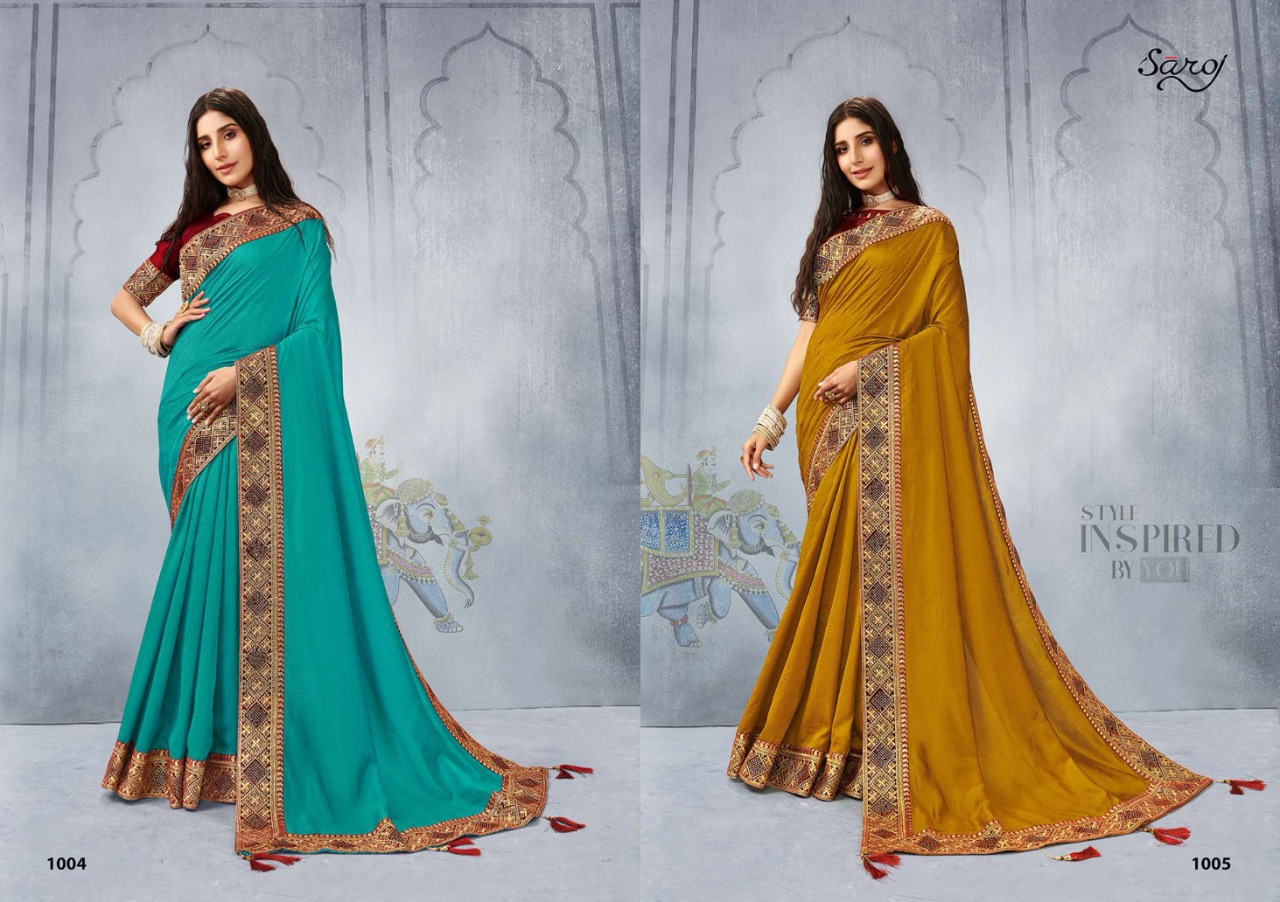 Saroj Swamini Soft Vichitra Silk Festive Wear Saree Catalog