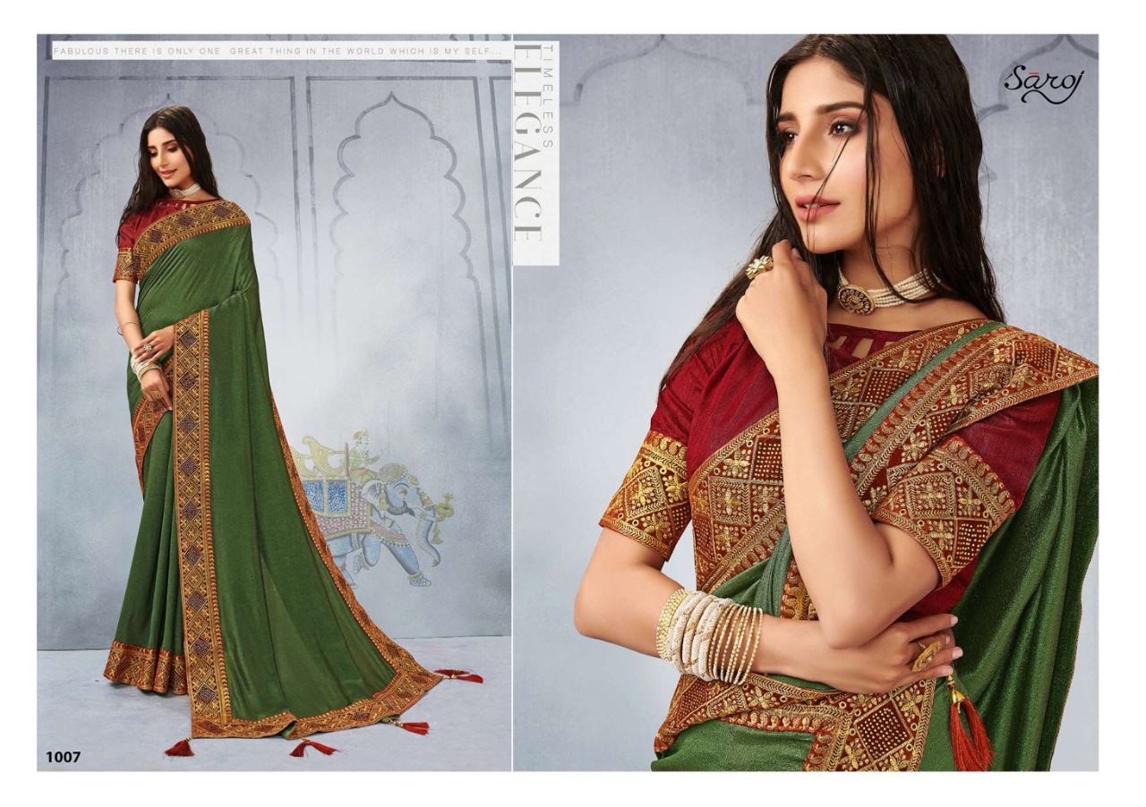 Saroj Swamini Soft Vichitra Silk Festive Wear Saree Catalog