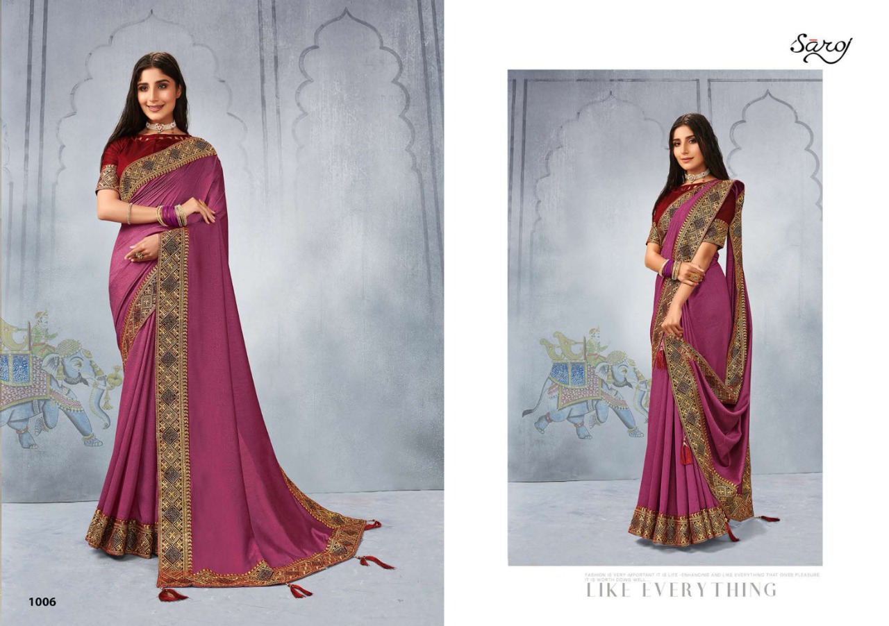 Saroj Swamini Soft Vichitra Silk Festive Wear Saree Catalog
