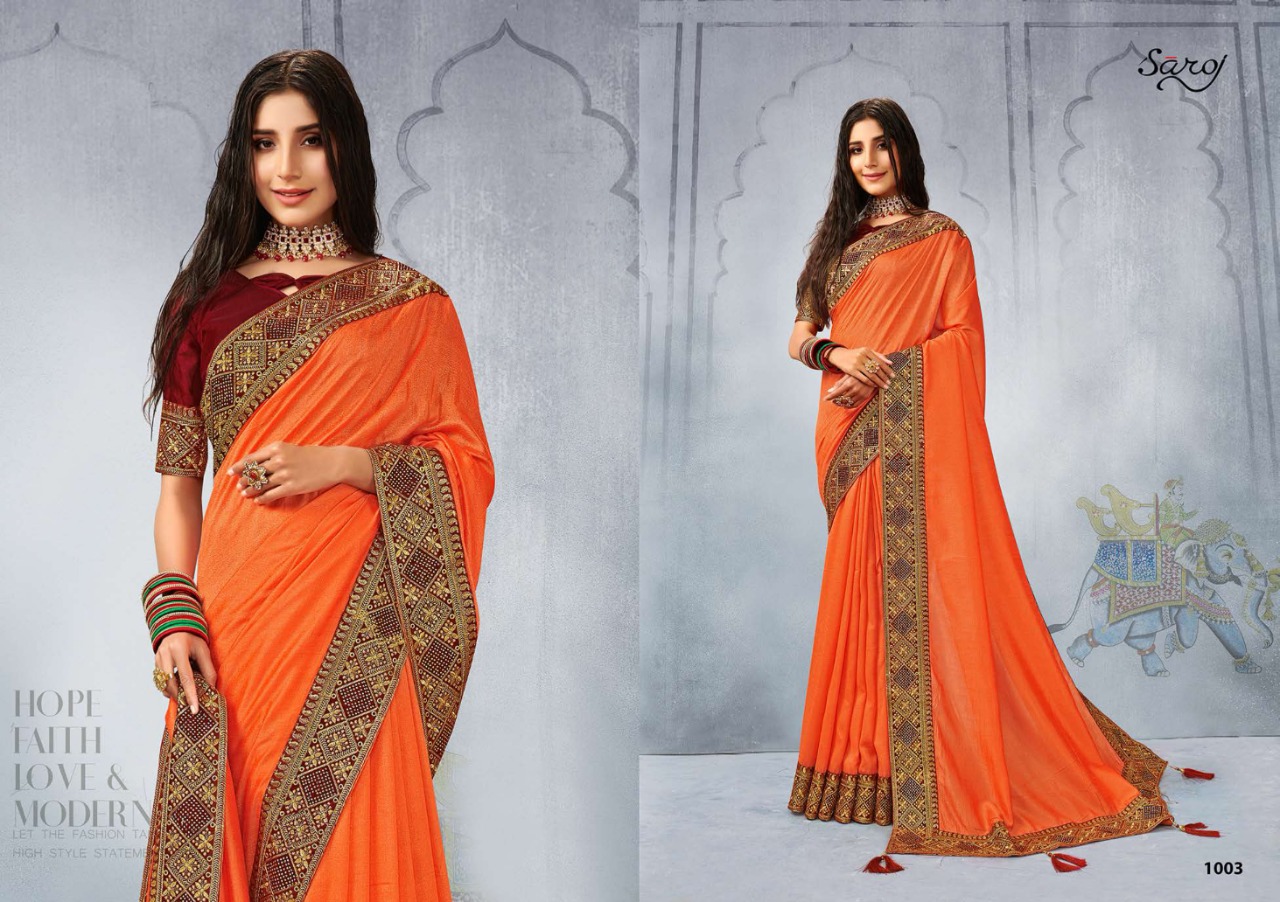 Saroj Swamini Soft Vichitra Silk Festive Wear Saree Catalog