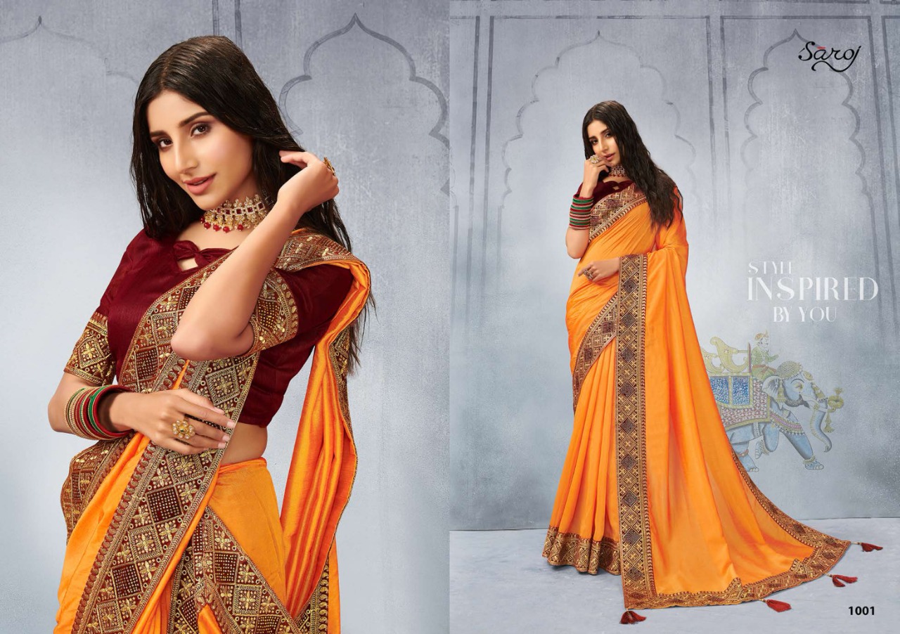Saroj Swamini Soft Vichitra Silk Festive Wear Saree Catalog