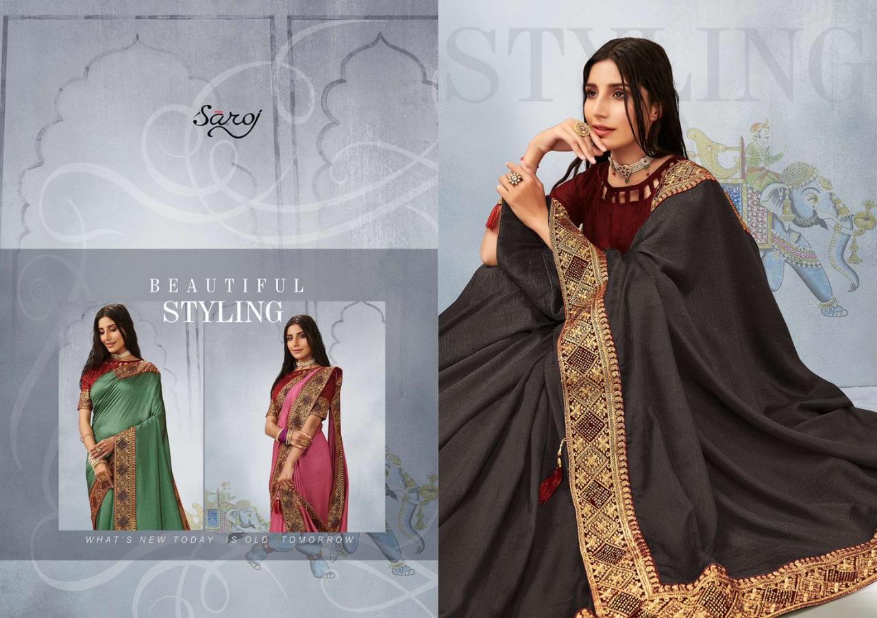 Saroj Swamini Soft Vichitra Silk Festive Wear Saree Catalog