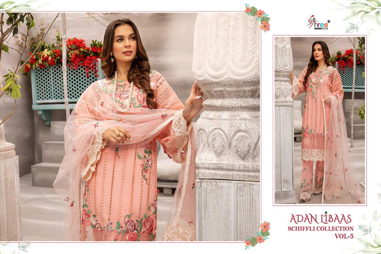 Shree Adan Libaas Schiffli Collection Vol 5 Pakistani Salwar Suits Catalog