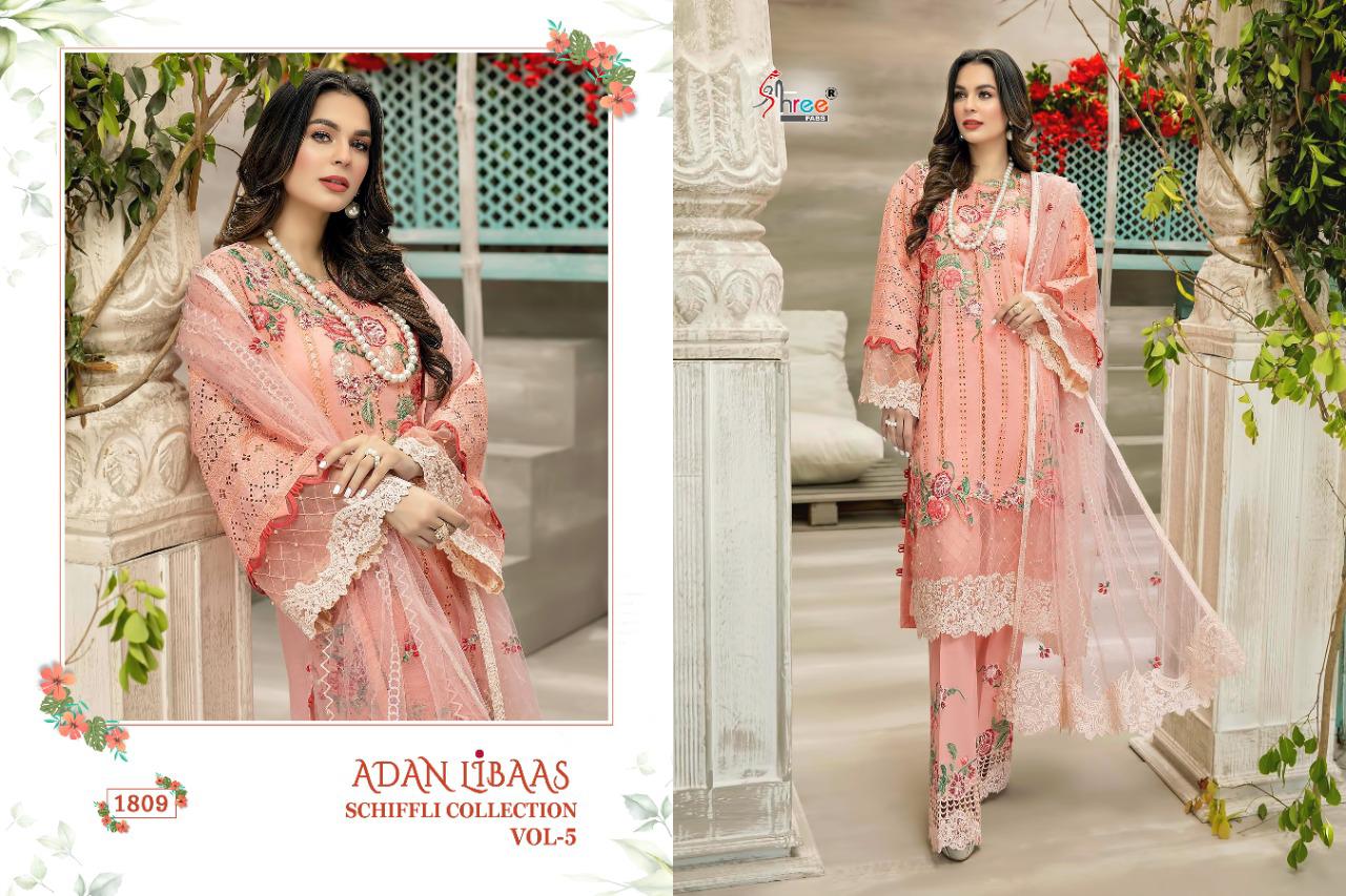 Shree Adan Libaas Schiffli Collection  Vol 5 Pakistani Salwar Suits  Catalog