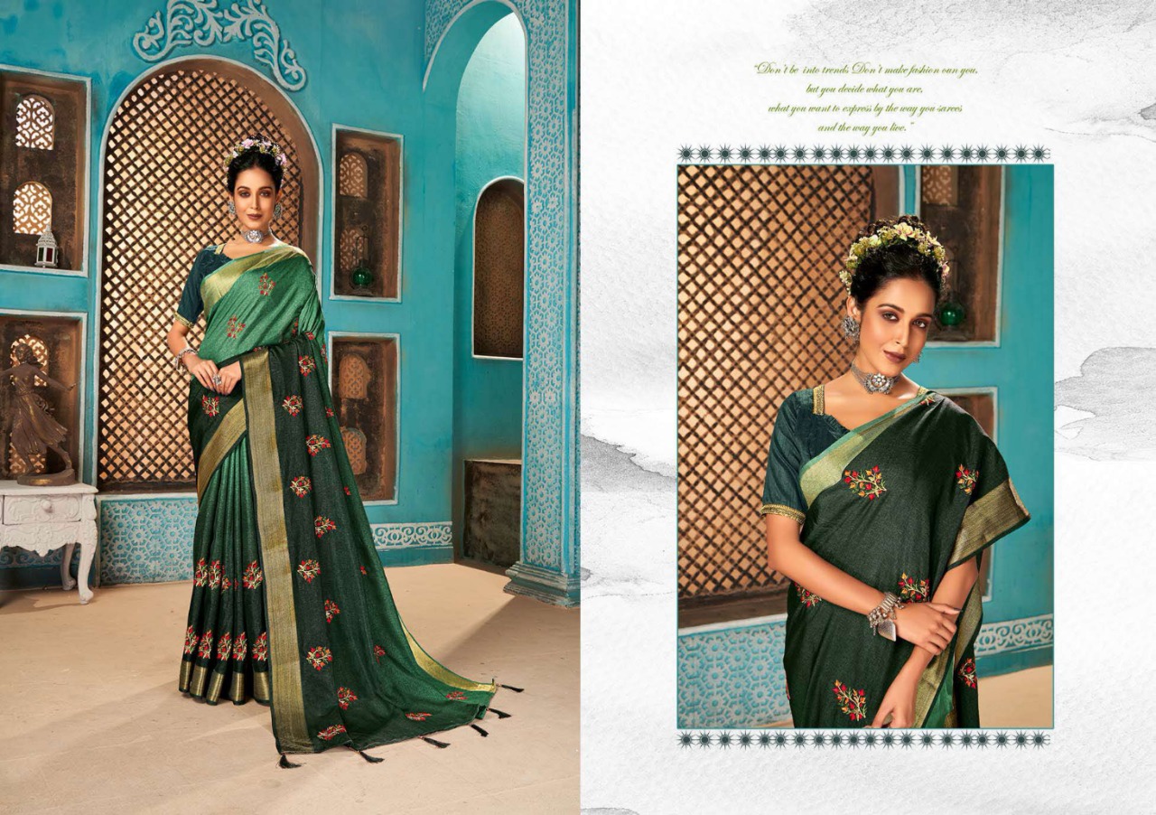 Saroj Udaan Lichi Silk With Work Butta And Satin Border