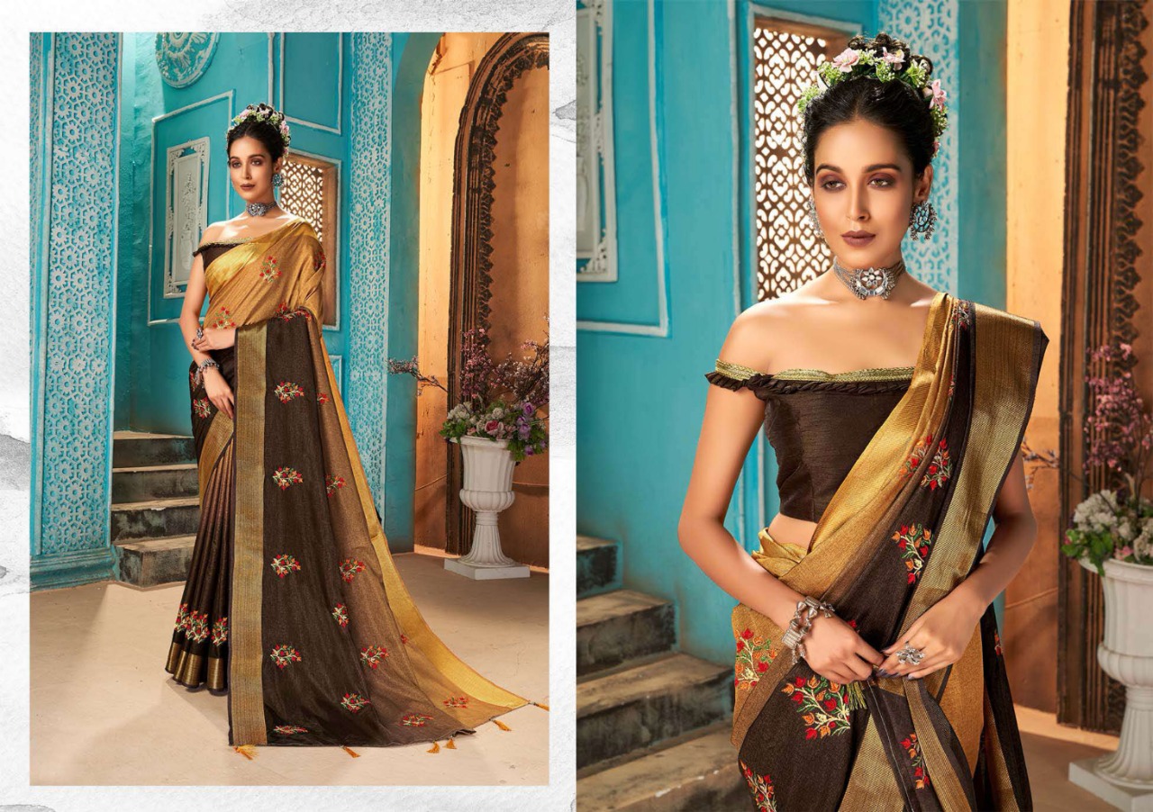 Saroj Udaan Lichi Silk With Work Butta And Satin Border