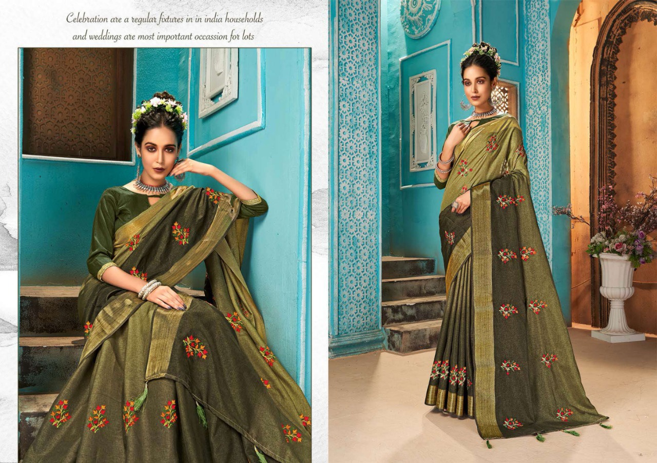 Saroj Udaan Lichi Silk With Work Butta And Satin Border