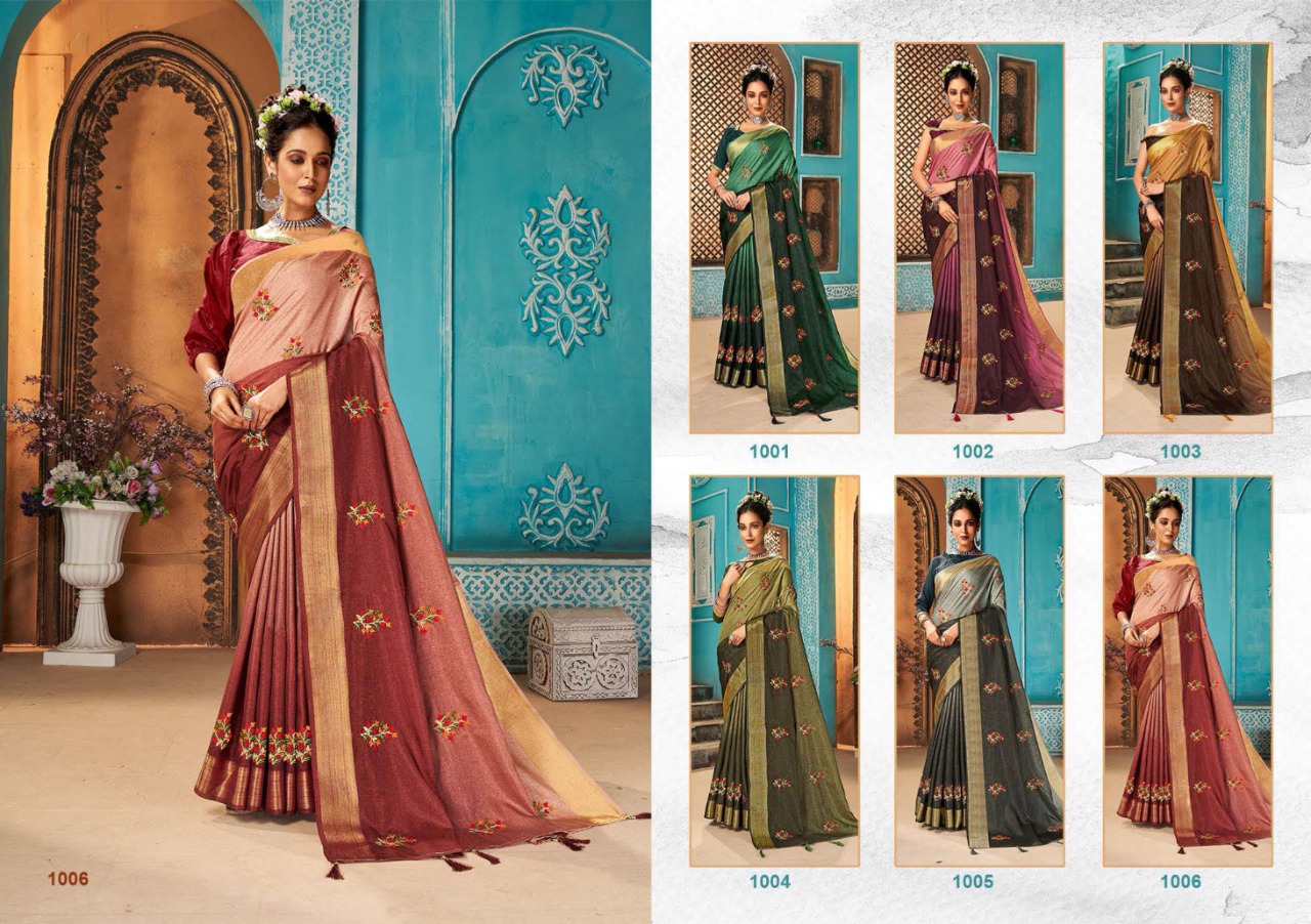 Saroj Udaan Lichi Silk With Work Butta And Satin Border