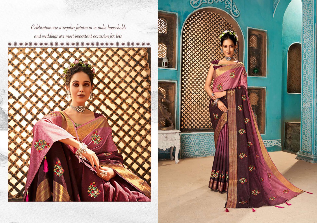 Saroj Udaan Lichi Silk With Work Butta And Satin Border