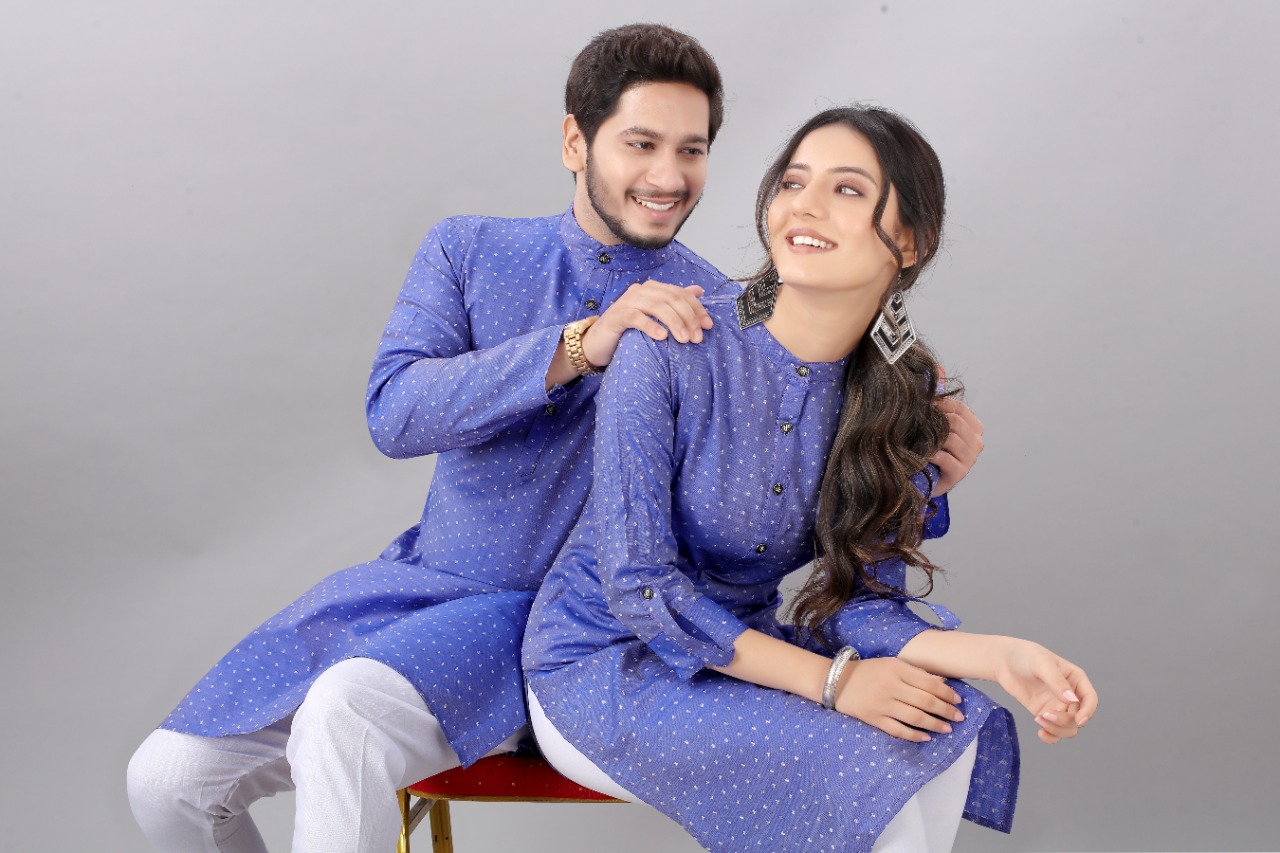 Purple Beautiful Color Combination  For Couple Kurti Kurta Collection