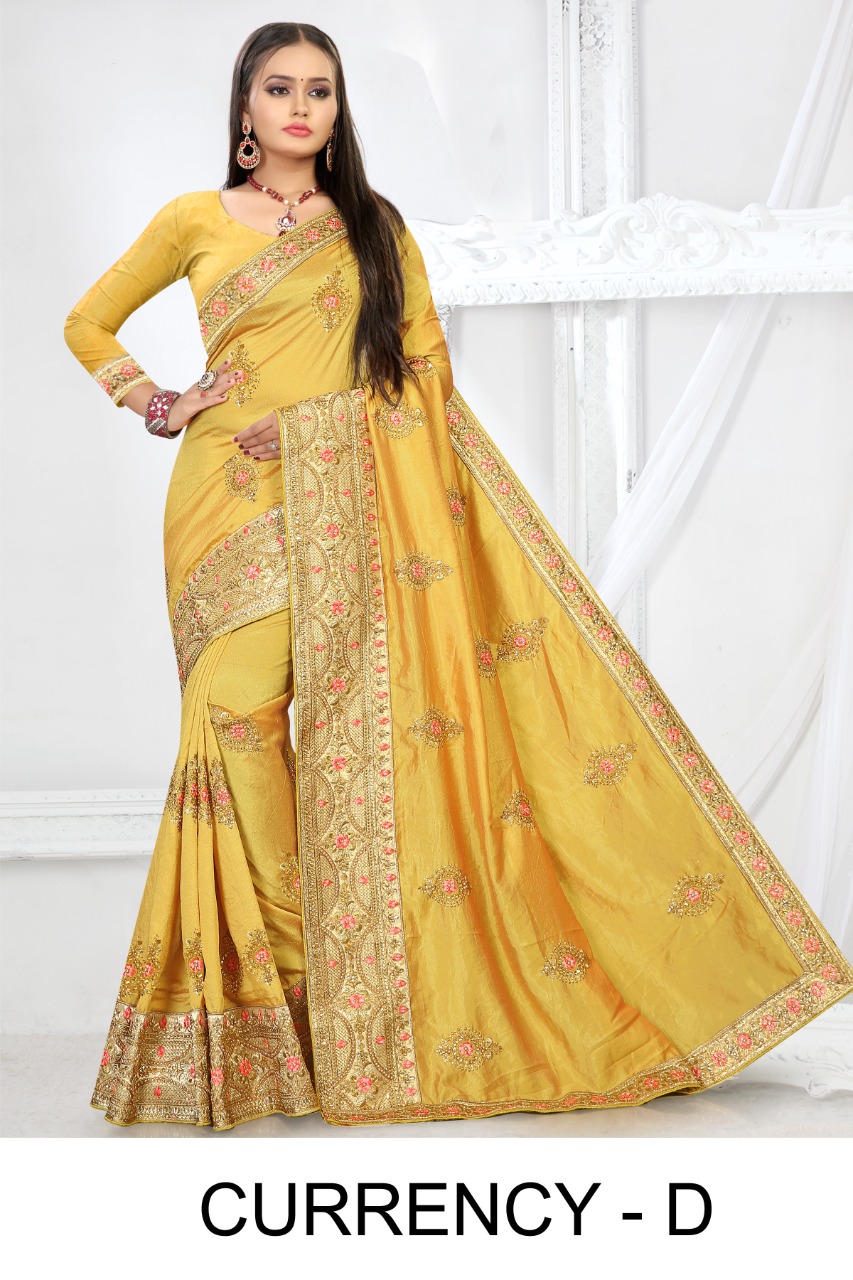 Ranjna Currency Occasional Wear Crackle Silk Traditional Saree Collection