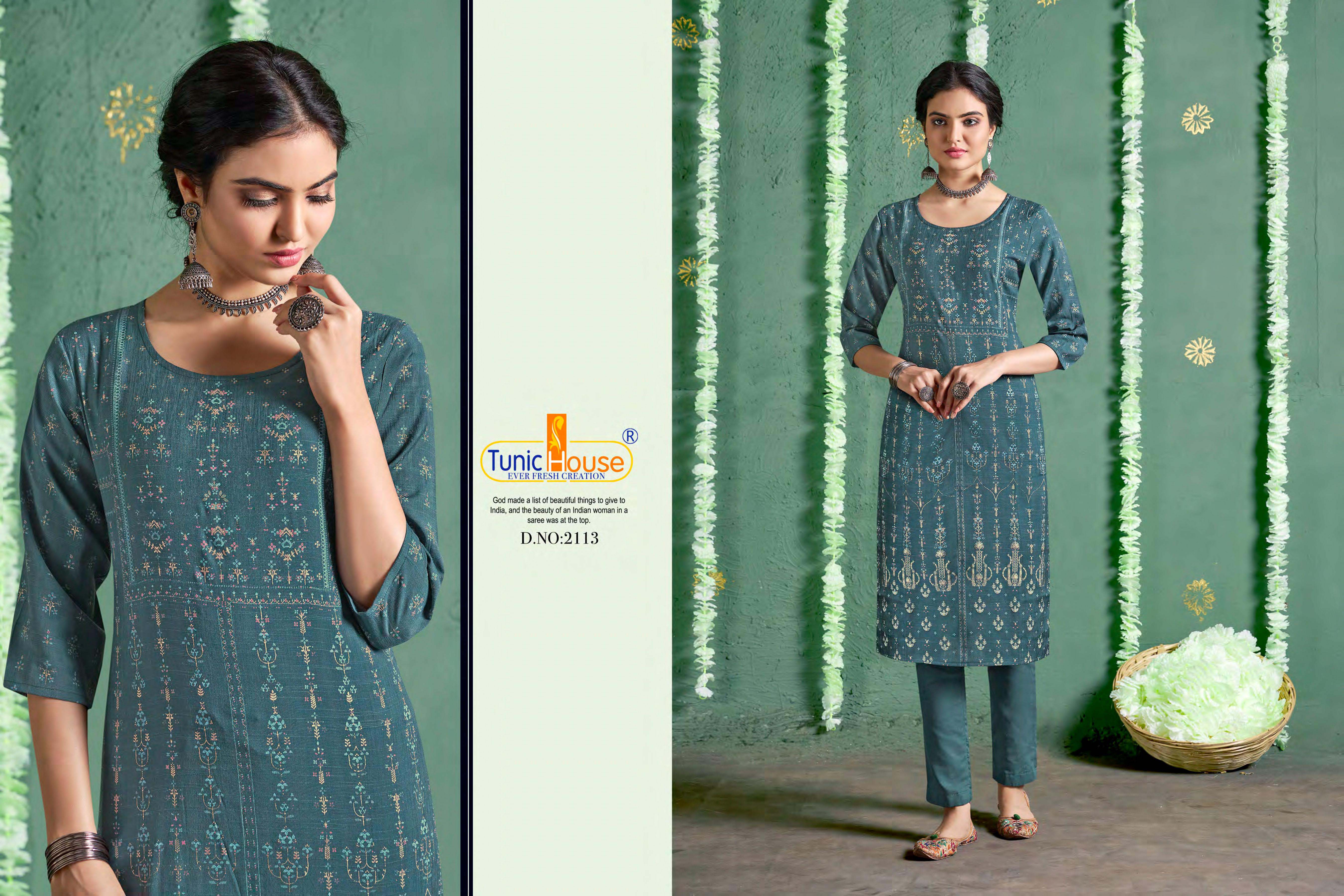 Tunic House Nigaah Nx Designer Foil Print Kurti Catalouge