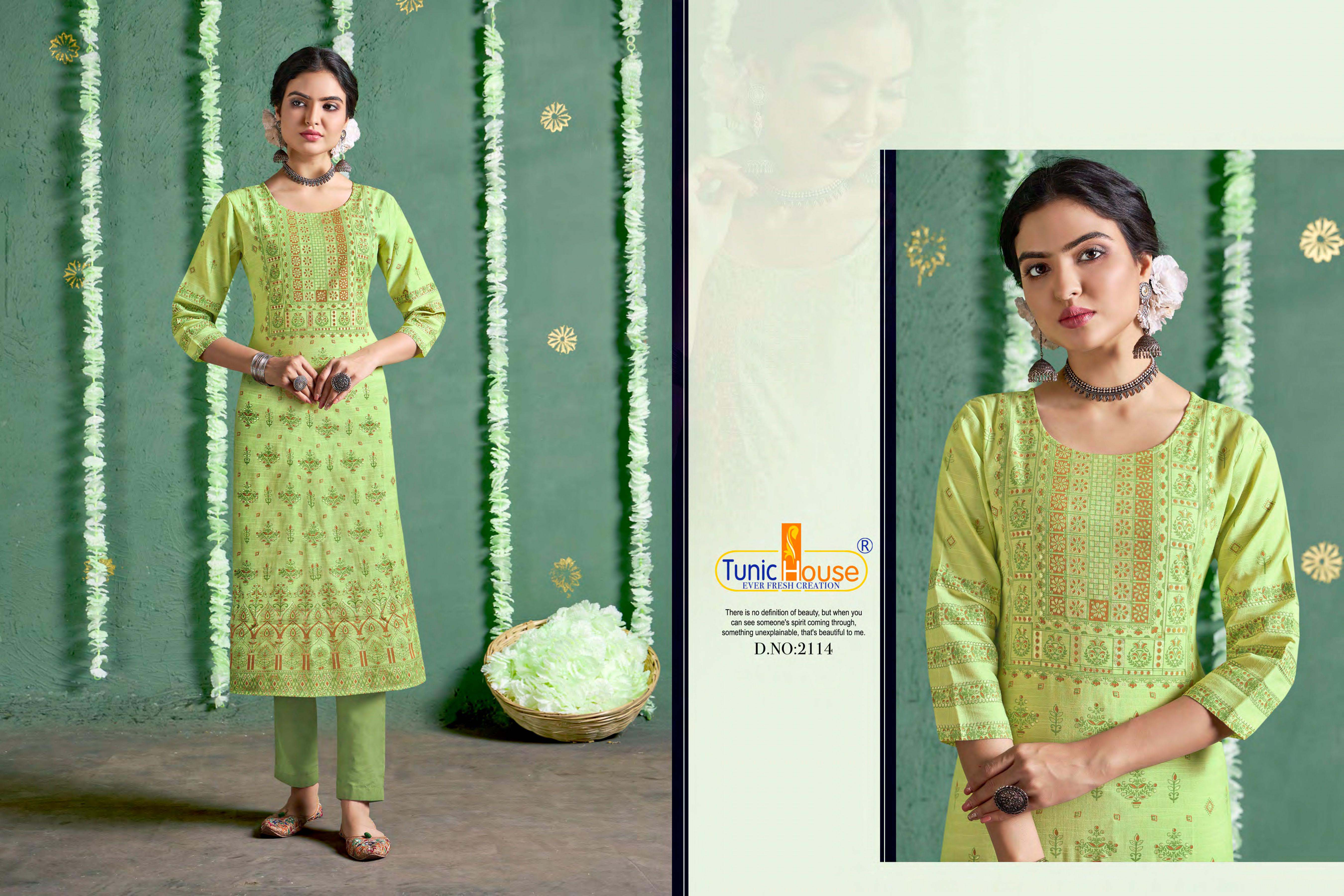Tunic House Nigaah Nx Designer Foil Print Kurti Catalouge